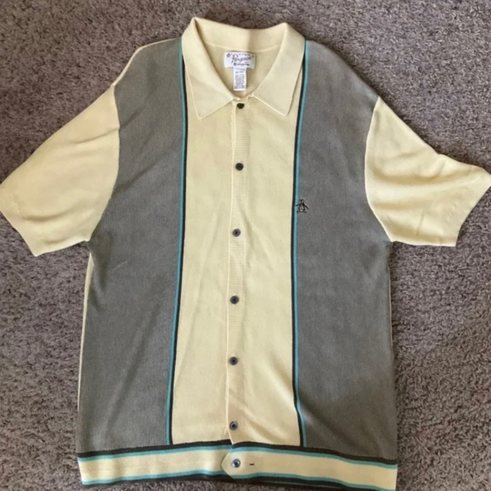 Vintage An Original Penguin BY unsung wear XXL Short Sleeve Sweater Shirt